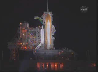 STS 130 Last Night Shuttle Launch on pad